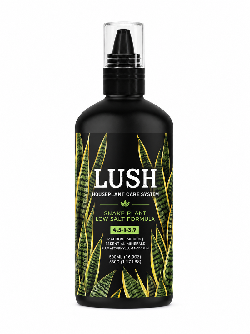 Lush Snake Plant Food 4.5-1-3.7 bottle